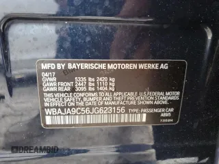 2018 BMW 5 Series 530e with VIN WBAJA9C56JG623156, listed as a Copart auction lot 37451484 with Not provided miles and . Bid and sale history available at DreamBid. Image 12.