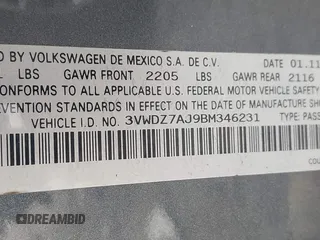 2011 Volkswagen Jetta SE with VIN 3VWDZ7AJ9BM346231, listed as a IAAI auction lot 42611214 with 145,045 mi miles and . Bid and sale history available at DreamBid. Image 9.