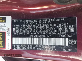 2015 Toyota Avalon Limited with VIN 4T1BK1EB6FU164272, listed as a IAAI auction lot 41891894 with 207,847 mi miles and . Bid and sale history available at DreamBid. Image 9.