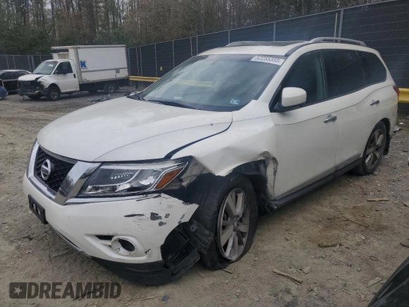 2016 Nissan Pathfinder Platinum with VIN 5N1AR2MM8GC623289, listed as a Copart auction lot 52255355 with 98,997 mi miles and Salvage title. Bid and sale history available at DreamBid. Image 1.