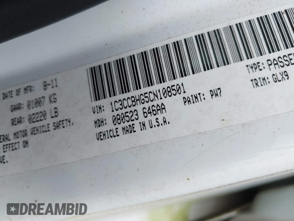 2012 Chrysler 200 S with VIN 1C3CCBHG5CN108501, listed as a IAAI auction lot 42113885 with 140,153 mi miles and . Bid and sale history available at DreamBid. Image 9.