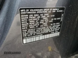 2021 Volkswagen Atlas SE with VIN 1V2LP2CA2MC535889, listed as a Copart auction lot 54493305 with 95,530 mi miles and Salvage title. Bid and sale history available at DreamBid. Image 13.