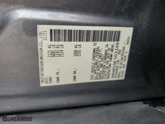 2022 Nissan Maxima SV with VIN 1N4AA6CV3NC503349, listed as a Copart auction lot 77304034 with 39,382 mi miles and Salvage Title. Bid and sale history available at carsss.com. Image 14.