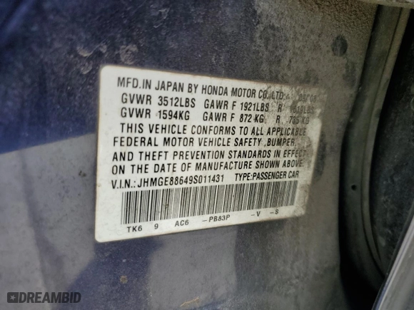 2009 Honda Fit Sport w/Navi with VIN JHMGE88649S011431, listed as a Copart auction lot 50240795 with 0 mi miles and Salvage Title. Bid and sale history available at carsss.com. Image 14.