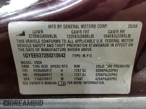 2008 Cadillac SRX RWD z VIN 1GYEE637280210642, wystawiony jako Copart lot #44681345 z przebiegiem 100 676 mil mil oraz Szkoda całkowita • Salvage title. Historia ofert i sprzedaży dostępna na DreamBid. Obrazek 13.