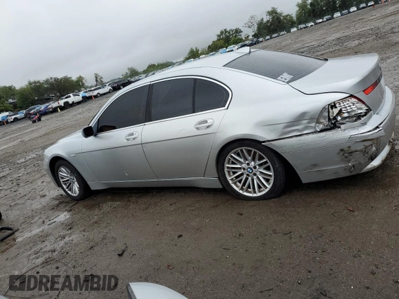 2004 BMW 7 Series 745i with VIN WBAGL634X4DP70421, listed as a Copart auction lot 73309744 with 123,457 mi miles and Salvage Title. Bid and sale history available at DreamBid. Image 2.