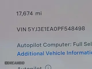 2023 Tesla Model 3 with VIN 5YJ3E1EA0PF548498, listed as a IAAI auction lot 42334326 with 17,674 mi miles and . Bid and sale history available at DreamBid. Image 16.