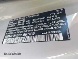 2024 Porsche Macan GTS с VIN WP1AF2A5XRLB57439, выставлен на аукционе IAAI как лот 42106684 с пробегом Не указан миль и . История ставок и продаж доступна на DreamBid. Изображение 9.