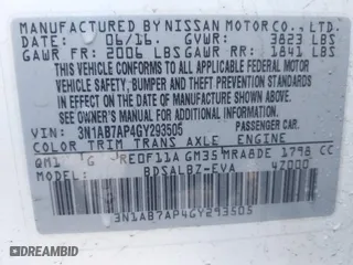 2016 Nissan Sentra SL with VIN 3N1AB7AP4GY293505, listed as a IAAI auction lot 41792467 with 108,686 mi miles. Bid and sale history available at carsss.com. Image 9.
