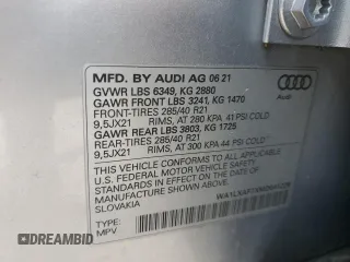 2021 Audi Q7 Premium Plus with VIN WA1LXAF7XMD041229, listed as a Copart auction lot 49899975 with 73,560 mi miles and Clean title. Bid and sale history available at DreamBid. Image 16.