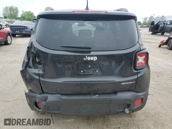 2017 Jeep Renegade Sport with VIN ZACCJAAB6HPF81011, listed as a Copart auction lot 55580935 with 150,743 mi miles and Salvage title. Bid and sale history available at DreamBid. Image 6.