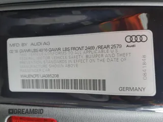 2018 Audi A5 Sportback Premium Plus with VIN WAUENCF51JA085208, listed as a Copart auction lot 40869524 with 33,603 mi miles. Bid and sale history available at carsss.com. Image 12.