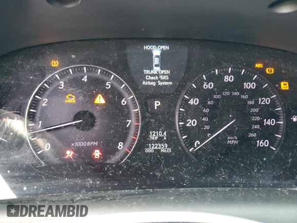 2012 Lexus LS 460 with VIN JTHBL5EF5C5113149, listed as a Copart auction lot 62555505 with 122,359 mi miles and Salvage title. Bid and sale history available at DreamBid. Image 9.