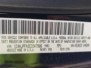 2014 Jeep Patriot Latitude с VIN 1C4NJPFA3ED547906, выставлен на аукционе IAAI как лот 42146770 с пробегом 67 212 миль миль и . История ставок и продаж доступна на DreamBid. Изображение 9.