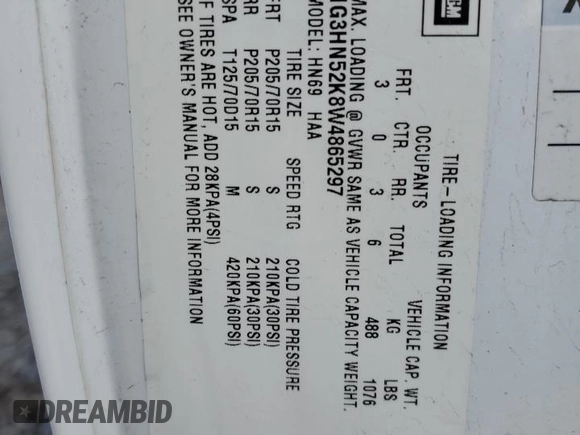 1998 Oldsmobile 88 LS z VIN 1G3HN52K8W4865297, wystawiony jako Copart lot #78698224 z przebiegiem 271 468 mil mil oraz Szkoda całkowita • Salvage title. Historia ofert i sprzedaży dostępna na DreamBid. Obrazek 12.