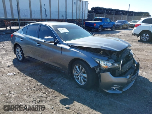 2015 Infiniti Q50 Premium with VIN JN1BV7AR2FM392399, listed as a IAAI auction lot 41978343 with 108,679 mi miles and . Bid and sale history available at DreamBid. Image 1.