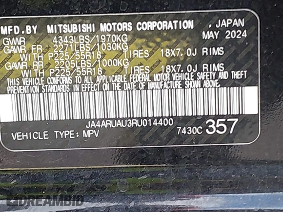 2024 Mitsubishi Outlander S z VIN JA4ARUAU3RU014400, wystawiony jako IAAI lot #41983269 z przebiegiem 22 489 mil mil oraz . Historia ofert i sprzedaży dostępna na DreamBid. Obrazek 9.