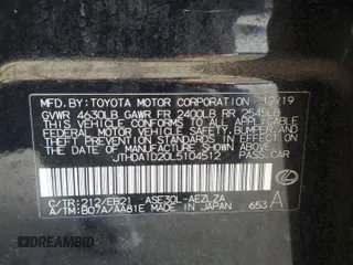 2020 Lexus IS 300 with VIN JTHDA1D20L5104512, listed as a Copart auction lot 66060184 with 39,719 mi miles and Salvage title. Bid and sale history available at DreamBid. Image 14.