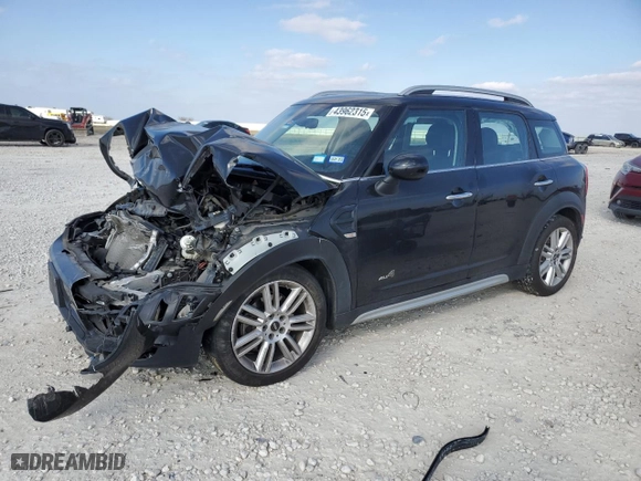 2017 MINI Countryman Cooper with VIN WMZYV5C30H3E01987, listed as a Copart auction lot 43962315 with 57,365 mi miles and Salvage Title. Bid and sale history available at carsss.com. Image 1.