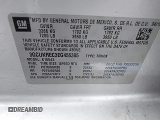 2014 Chevrolet Silverado 1500 LT with VIN 3GCUKREC3EG456385, listed as a IAAI auction lot 41931312 with 62,616 mi miles and . Bid and sale history available at DreamBid. Image 9.