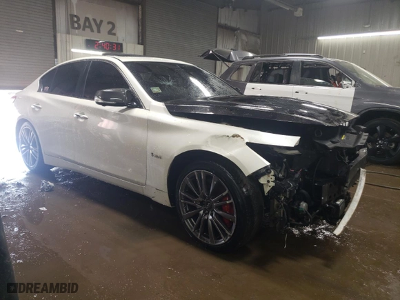2018 Infiniti Q50 RED SPORT 400 with VIN JN1FV7AR1JM481357, listed as a Copart auction lot 47395265 with 59,455 mi miles and Salvage Title. Bid and sale history available at carsss.com. Image 4.