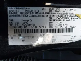 2015 Ford Focus SE with VIN 1FADP3K28FL214566, listed as a IAAI auction lot 42044521 with 172,289 mi miles. Bid and sale history available at carsss.com. Image 9.