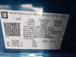 2020 GMC Terrain SLE z VIN 3GKALMEV7LL306955, wystawiony jako IAAI lot #41784289 z przebiegiem 48 856 mil mil oraz . Historia ofert i sprzedaży dostępna na DreamBid. Obrazek 9.