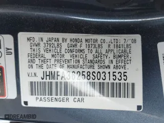 2008 Honda Civic Hybrid with VIN JHMFA36258S031535, listed as a IAAI auction lot 41888669 with 257,739 mi miles. Bid and sale history available at carsss.com. Image 9.
