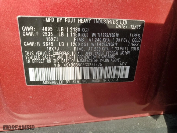 2016 Subaru Outback 2.5i Limited with VIN 4S4BSBNC3G3274475, listed as a Copart auction lot 48904935 with 157,810 mi miles and Salvage Title. Bid and sale history available at carsss.com. Image 13.