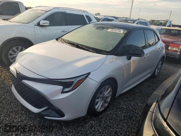 2023 Toyota Corolla Hatchback SE with VIN JTND4MBE2P3195304, listed as a Copart auction lot 74816734 with 0 mi miles and Non Repairable. Bid and sale history available at carsss.com. Image 1.