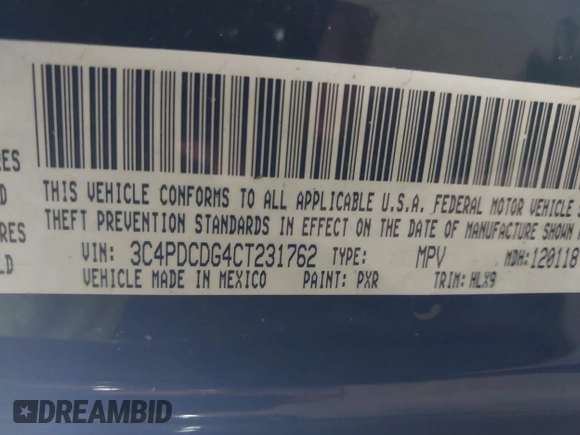 2012 Dodge Journey Crew with VIN 3C4PDCDG4CT231762, listed as a IAAI auction lot 42049784 with 158,195 mi miles and . Bid and sale history available at DreamBid. Image 9.