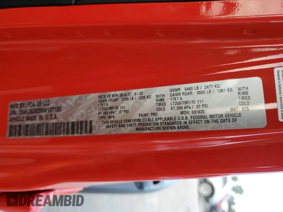2022 Jeep Wrangler Unlimited High Tide with VIN 1C4HJXDG5NW107100, listed as a Copart auction lot 83231044 with 37,898 mi miles and Salvage Title. Bid and sale history available at DreamBid. Image 13.