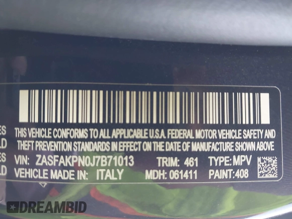 2018 Alfa Romeo Stelvio Sport z VIN ZASFAKPN0J7B71013, wystawiony jako IAAI lot #41938050 z przebiegiem Nie podano mil oraz . Historia ofert i sprzedaży dostępna na DreamBid. Obrazek 9.