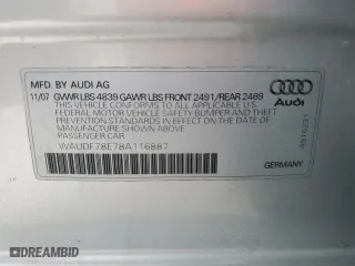 2008 Audi A4 2.0T with VIN WAUDF78E78A116887, listed as a Copart auction lot 46755275 with 197,402 mi miles and Clean Title. Bid and sale history available at carsss.com. Image 12.