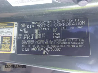 2014 Kia Sportage LX with VIN KNDPB3ACXE7588801, listed as a IAAI auction lot 42180018 with 192,062 mi miles and . Bid and sale history available at carsss.com. Image 9.