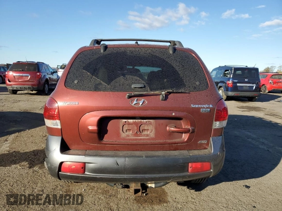 2005 Hyundai Santa Fe GLS with VIN KM8SC73E75U880755, listed as a Copart auction lot 77451484 with 185,290 mi miles and Salvage Title. Bid and sale history available at carsss.com. Image 6.