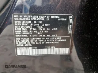 2019 Volkswagen Atlas SE with VIN 1V2UR2CA5KC604781, listed as a Copart auction lot 52719095 with 166,146 mi miles and Salvage title. Bid and sale history available at DreamBid. Image 13.