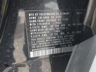 2012 Volkswagen Tiguan SE with VIN WVGAV7AXXCW526403, listed as a IAAI auction lot 41852974 with 125,376 mi miles and . Bid and sale history available at DreamBid. Image 9.