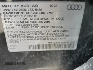 2024 Audi Q5 S line Premium Plus with VIN WA1EAAFY3R2022303, listed as a Copart auction lot 65633044 with 15,363 mi miles and Clean Title. Bid and sale history available at carsss.com. Image 13.