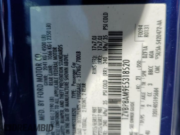 2014 Ford Mustang V6 z VIN 1ZVBP8AM9E5318520, wystawiony jako Copart lot #58080755 z przebiegiem 67 778 mil mil oraz Szkoda całkowita • Salvage title. Historia ofert i sprzedaży dostępna na DreamBid. Obrazek 12.