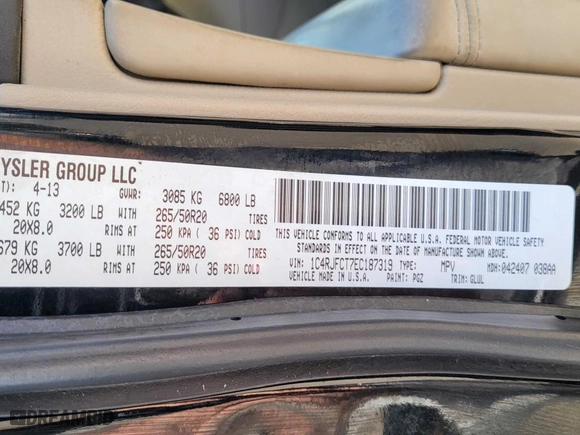 2014 Jeep Grand Cherokee Overland with VIN 1C4RJFCT7EC187319, listed as a Copart auction lot 53850035 with 98,314 mi miles and Clean Title. Bid and sale history available at carsss.com. Image 10.