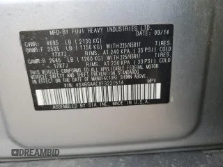 2015 Subaru Outback 2.5i with VIN 4S4BSAAC0F3227614, listed as a Copart auction lot 60793365 with 156,956 mi miles and Clean title. Bid and sale history available at DreamBid. Image 14.