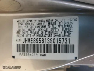 2003 Honda Civic Hybrid with VIN JHMES95613S015731, listed as a Copart auction lot 49102725 with 157,441 mi miles and Clean Title. Bid and sale history available at carsss.com. Image 12.