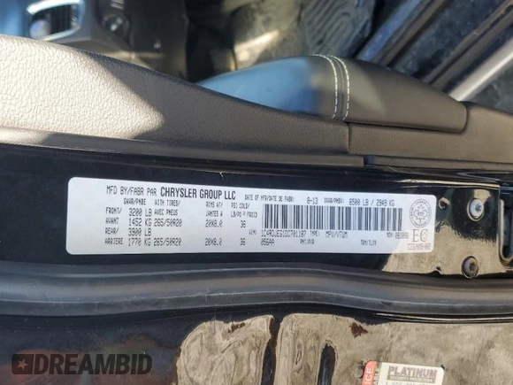 2013 Dodge Durango Citadel z VIN 1C4RDJEG1DC701187, wystawiony jako Copart lot #48036895 z przebiegiem Nie podano mil oraz Szkoda całkowita • Salvage title. Historia ofert i sprzedaży dostępna na DreamBid. Obrazek 14.