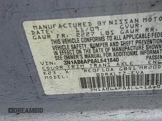 2010 Nissan Sentra S with VIN 3N1AB6AP8AL641840, listed as a IAAI auction lot 41849497 with 153,839 mi miles and . Bid and sale history available at DreamBid. Image 9.
