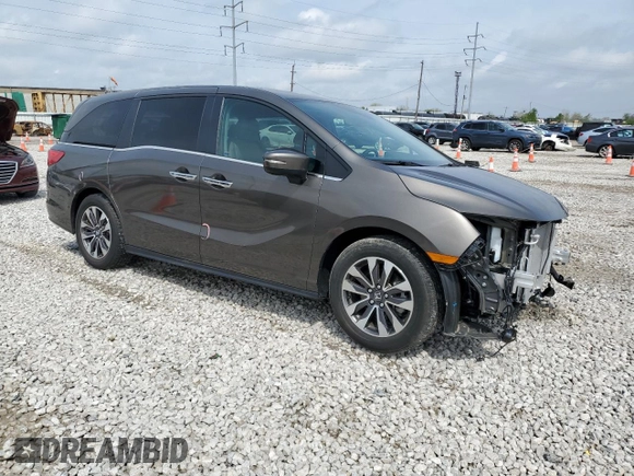 2023 Honda Odyssey EX-L z VIN 5FNRL6H67PB032031, wystawiony jako Copart lot #53949585 z przebiegiem 6 653 mil mil oraz Szkoda całkowita • Salvage title. Historia ofert i sprzedaży dostępna na DreamBid. Obrazek 4.