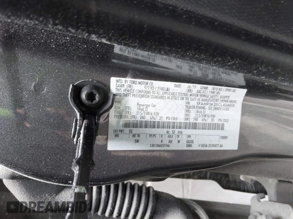 2012 Ford Focus SE z VIN 1FAHP3K25CL434955, wystawiony jako IAAI lot #41698082 z przebiegiem Nie podano mil oraz . Historia ofert i sprzedaży dostępna na DreamBid. Obrazek 9.