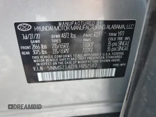 2020 Hyundai Santa Fe SE with VIN 5NMS23AD1LH257582, listed as a Copart auction lot 49551865 with 101,380 mi miles and Salvage Title. Bid and sale history available at carsss.com. Image 14.