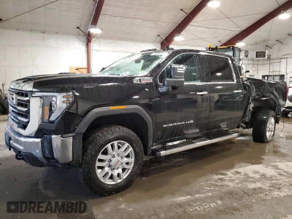 2024 GMC Sierra 2500HD SLT with VIN 1GT49NEY3RF250443, listed as a Copart auction lot 46684495 with 27,992 mi miles and Salvage title. Bid and sale history available at DreamBid. Image 1.