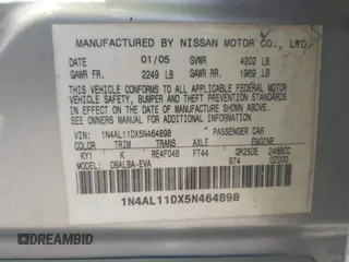 2005 Nissan Altima 2.5 S with VIN 1N4AL11DX5N464898, listed as a IAAI auction lot 41180816 with 150,312 mi miles. Bid and sale history available at carsss.com. Image 9.